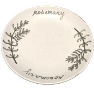 Designpac Rosemary‎ Appetizer Plate Small White Grey Farmhouse Botanical Ceramic